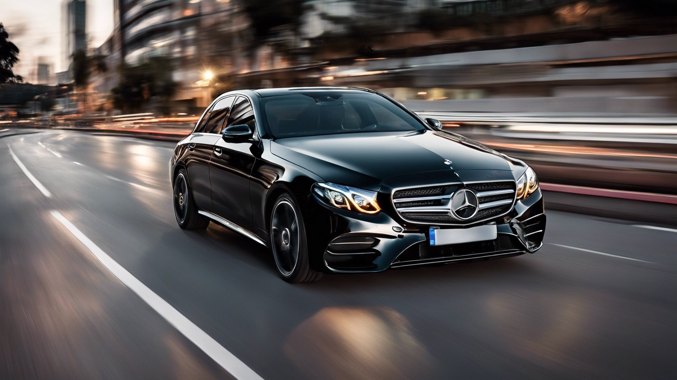 Black Mercedes E-Class chauffeur car in Milan